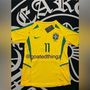 Nike Retro Vintage Soccer Home Kit Jersey Brazil World Cup 2002 Ronaldinho #11